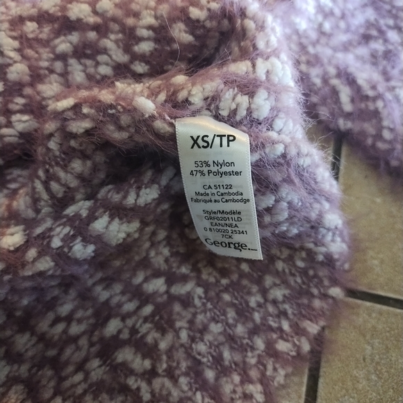 Purple Super Soft Fuzzy Knit Mock Neck Cropped Sweater Top Size XS - Picture 7 of 10